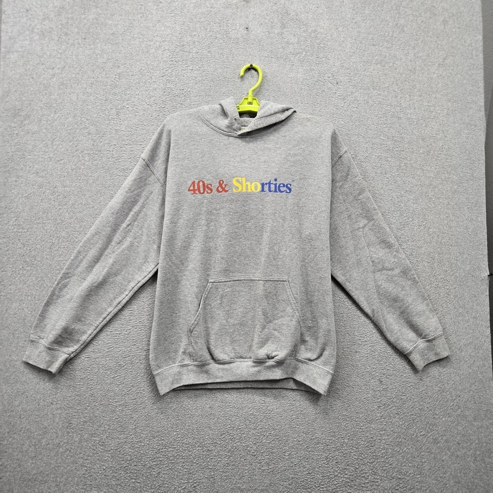 40s & Shorties Men Hoodie M Gray Fleece Logo Graphic Print Spellout Pockets